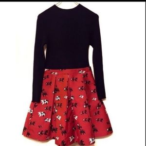 GOLDFISH Fit n Flare Embroidered Knit Dress L